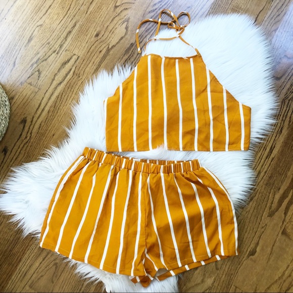 SHEIN Tops - {FINAL SALE} Shein Two Piece Halter Top and Shorts